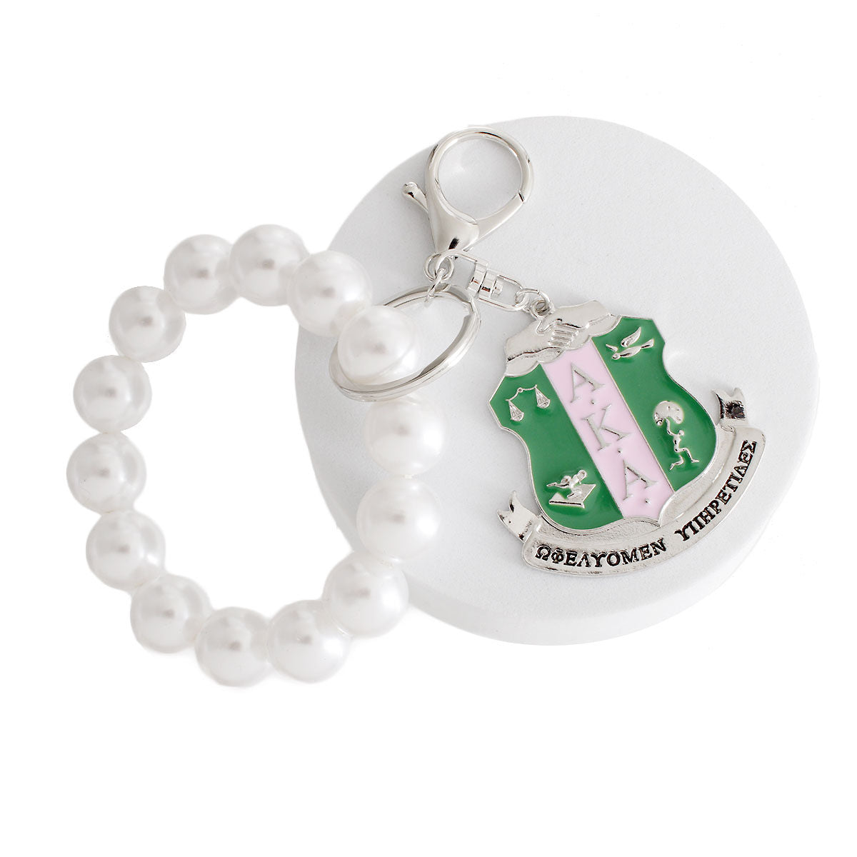 AKA White Pearl Shield Keychain