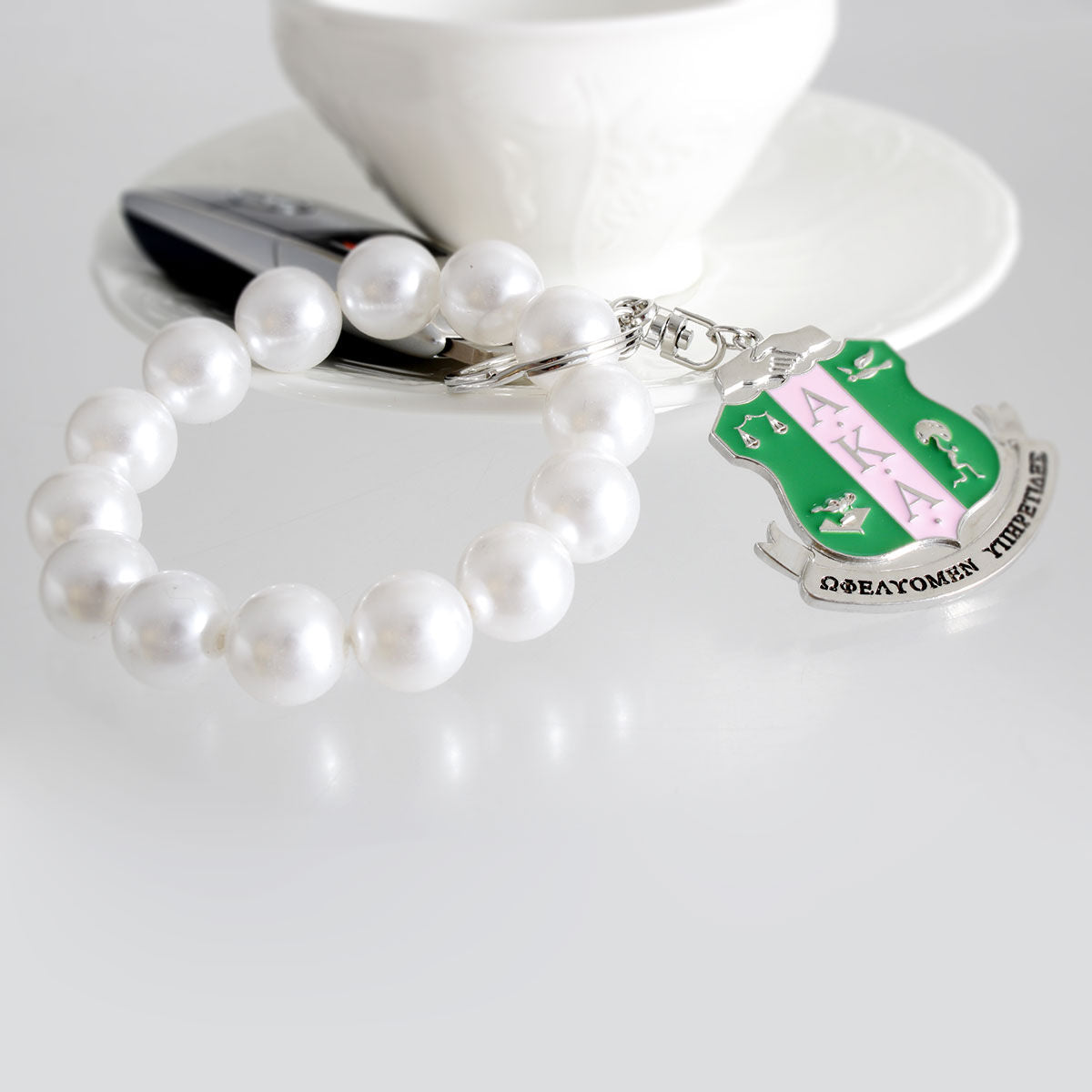 AKA White Pearl Shield Keychain