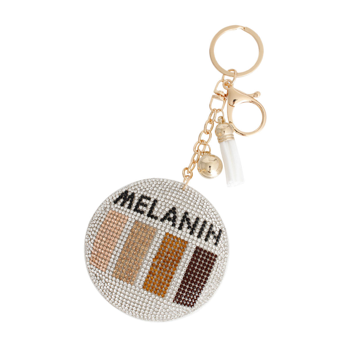 White Melanin Round Keychain