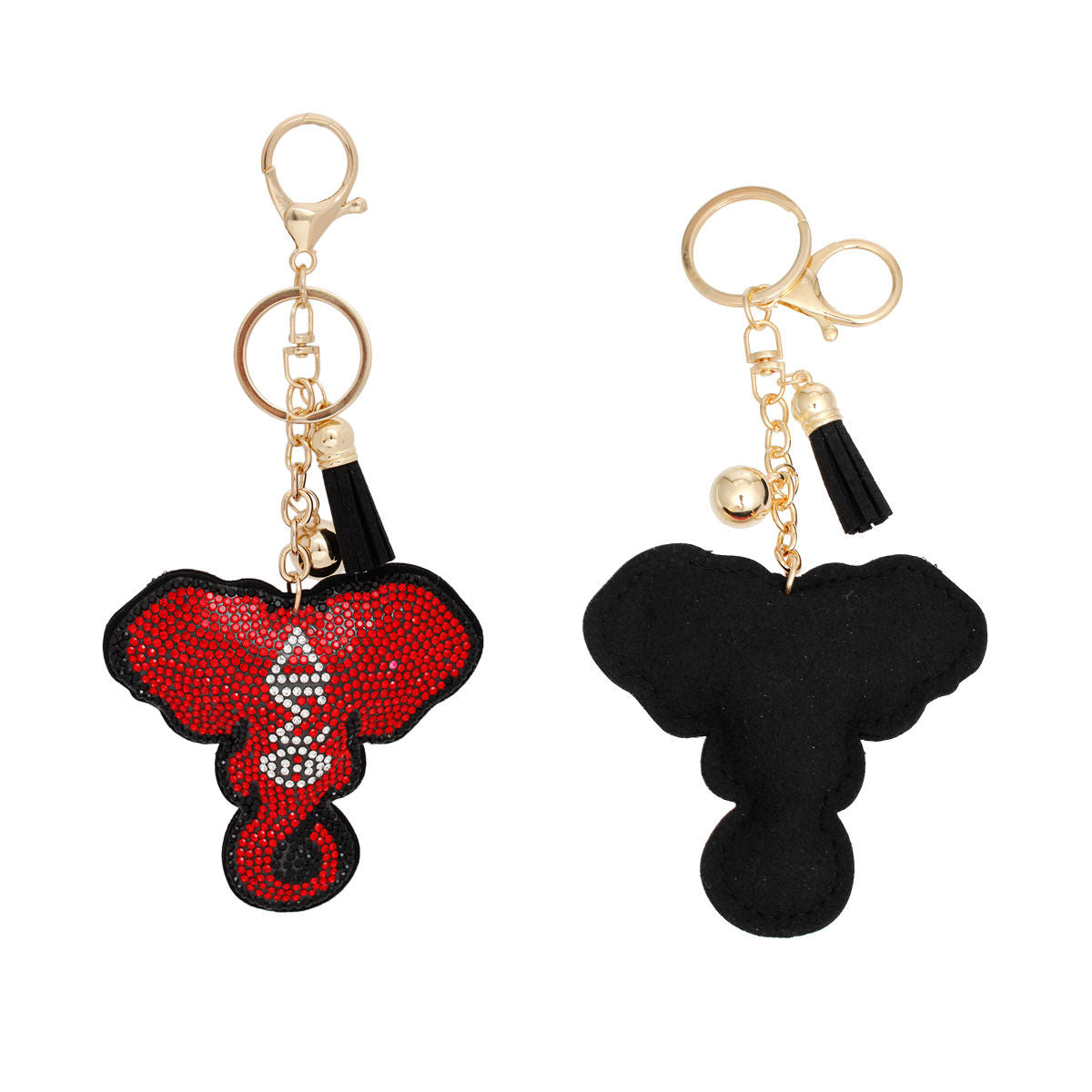 DST Sorority Elephant Head Red Padded Keychain