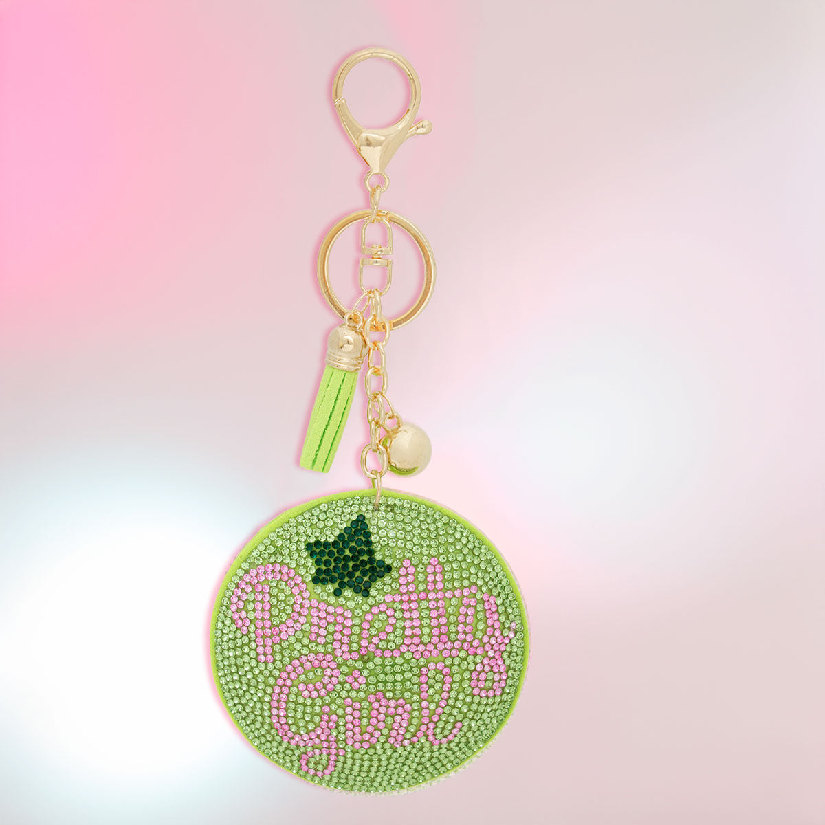 AKA Sorority Green Pretty Girl Padded Keychain