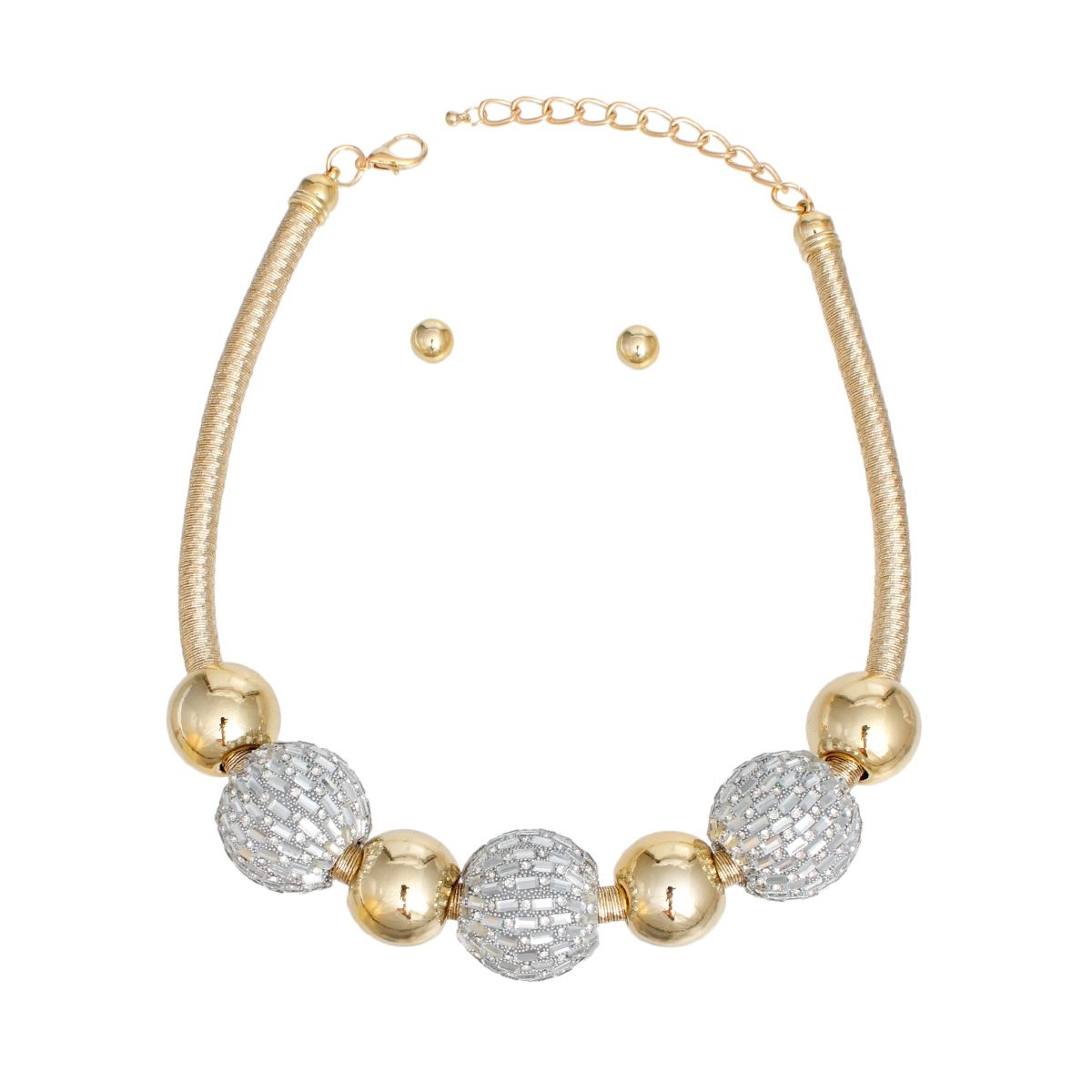 Necklace Gold Mesh Disco Ball Set for Women