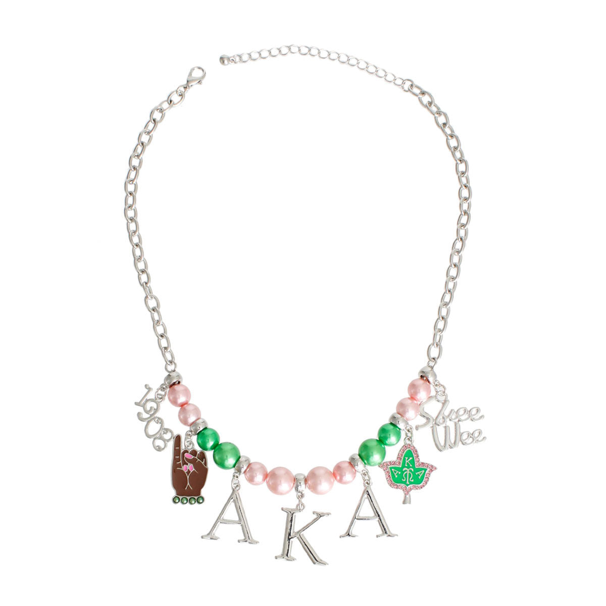 AKA Pink Green Pearl Skee Wee AKA Necklace