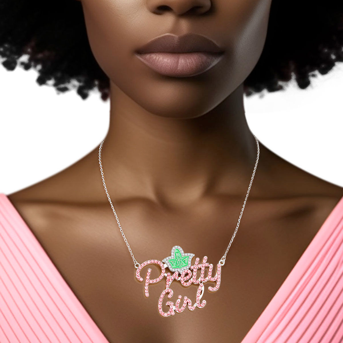 AKA Pretty Girl Pink Pendant Necklace Women