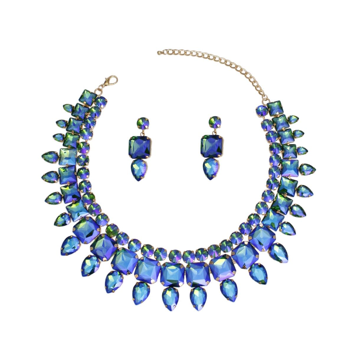 Collar Blue Green Red Carpet Ready Crystal Set