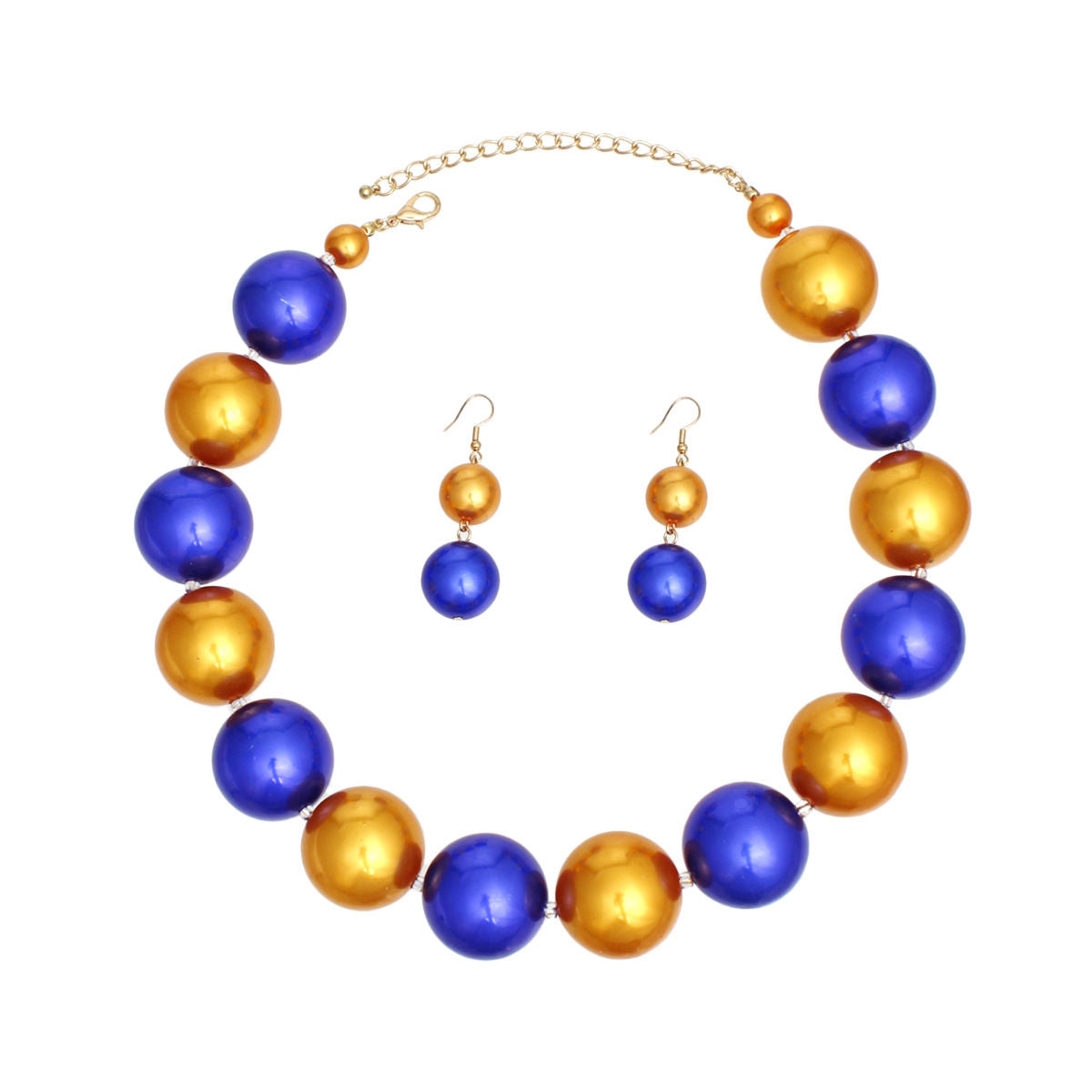 SGRHO Sorority Gold Blue  30mm Jumbo Pearl Set