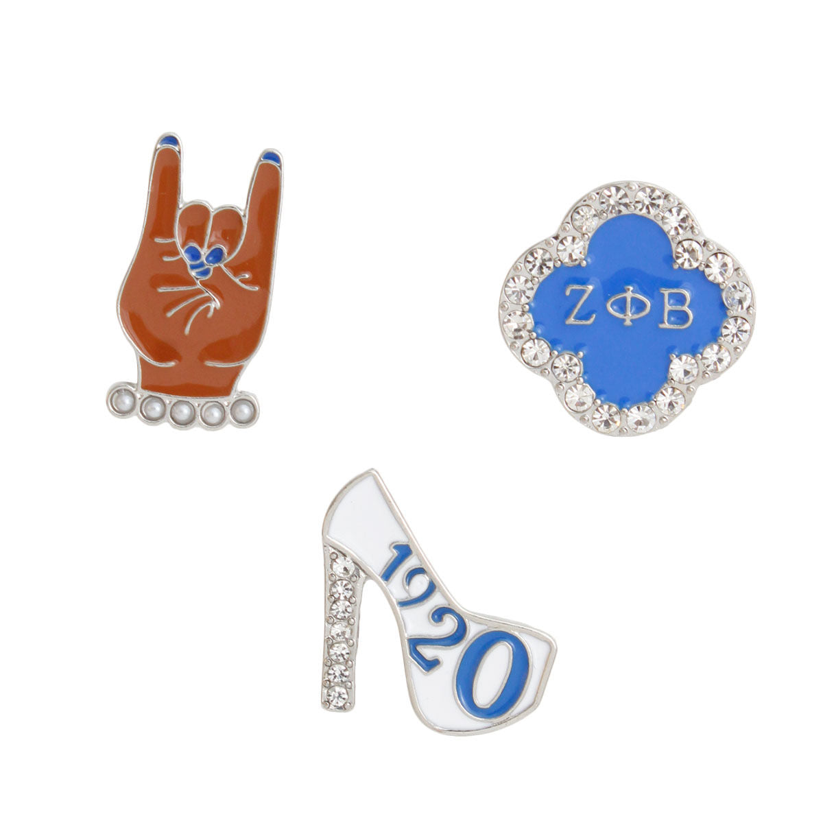 Blue White 3 Pcs Sorority Pins