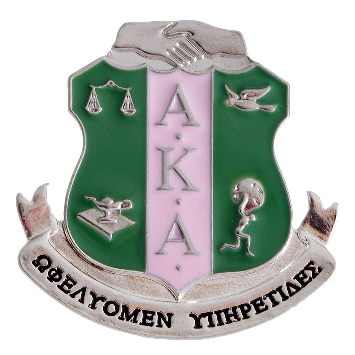 AKA Pink Green Sorority Shield Brooch