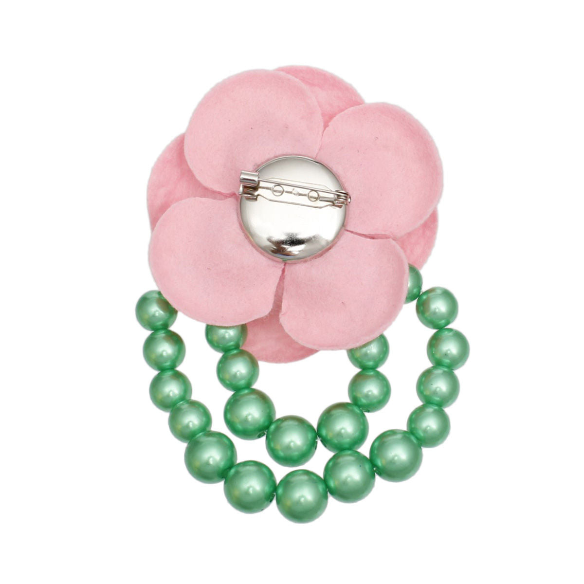 AKA Sorority Pink Flower Draped Pearls Brooch