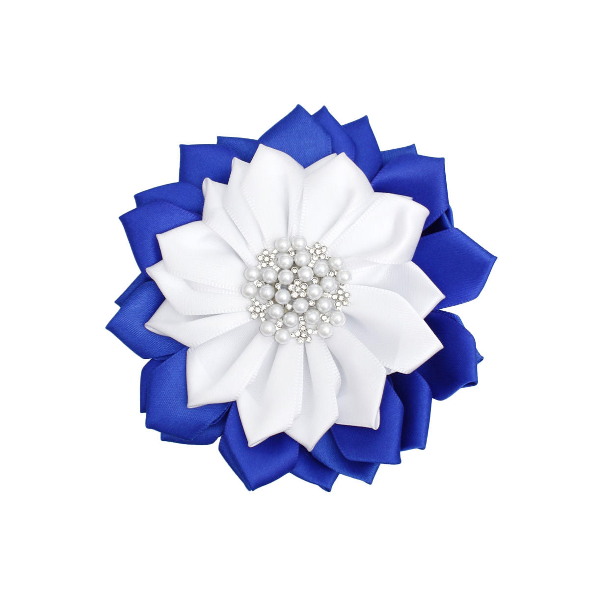 ZPB Sorority Blue White Flower Pearl Brooch Women