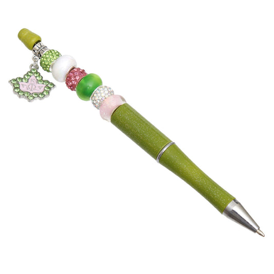 AKA Sorority Bling Bead and Ivy Charm Green Pen