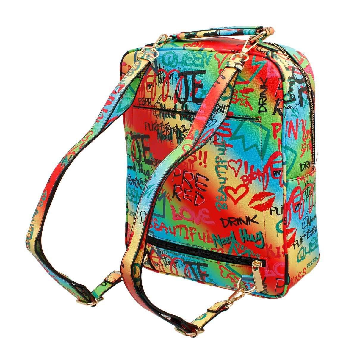 Multi Color Graffiti Trolley Sleeve Backpack