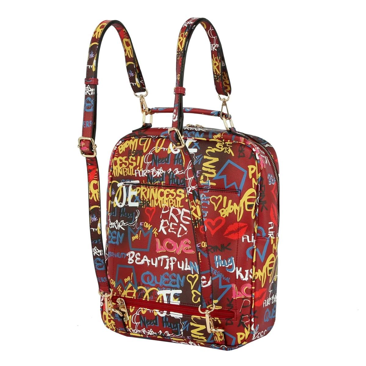 Red Graffiti Trolley Sleeve Backpack