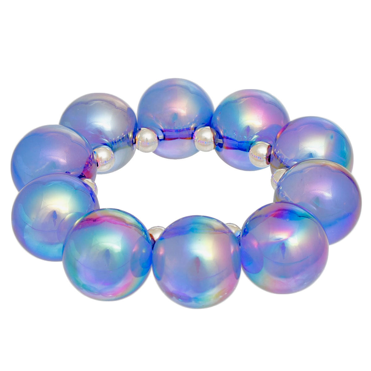 Bracelet Blue Iridescent Bubble Ball Bead