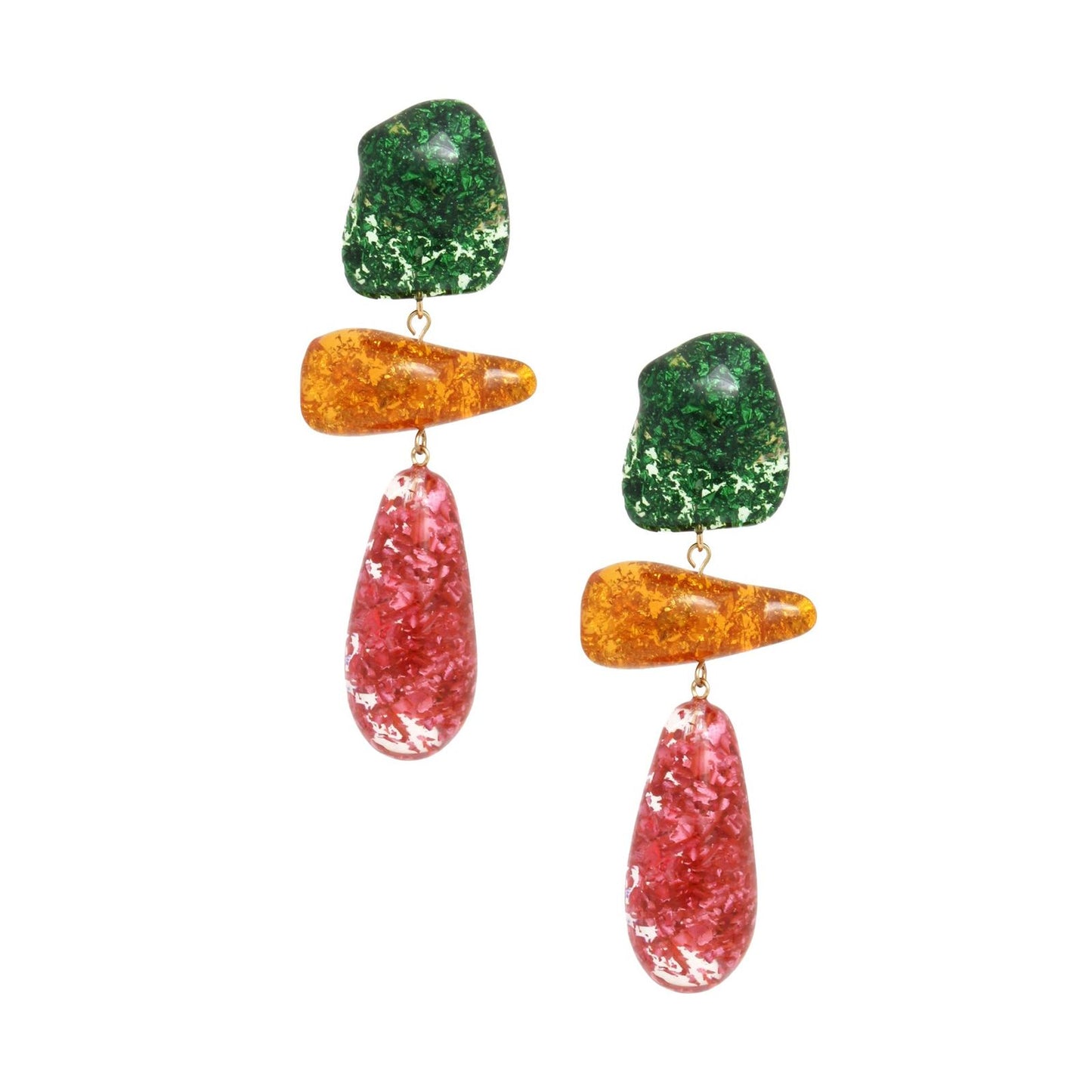 Teardrop Multicolor Resin Bead Chunky Earrings