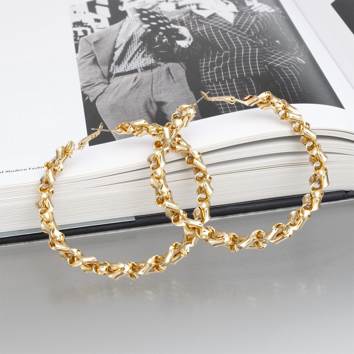 Hoops Gold Handmade Twist Curl Earrings for Women