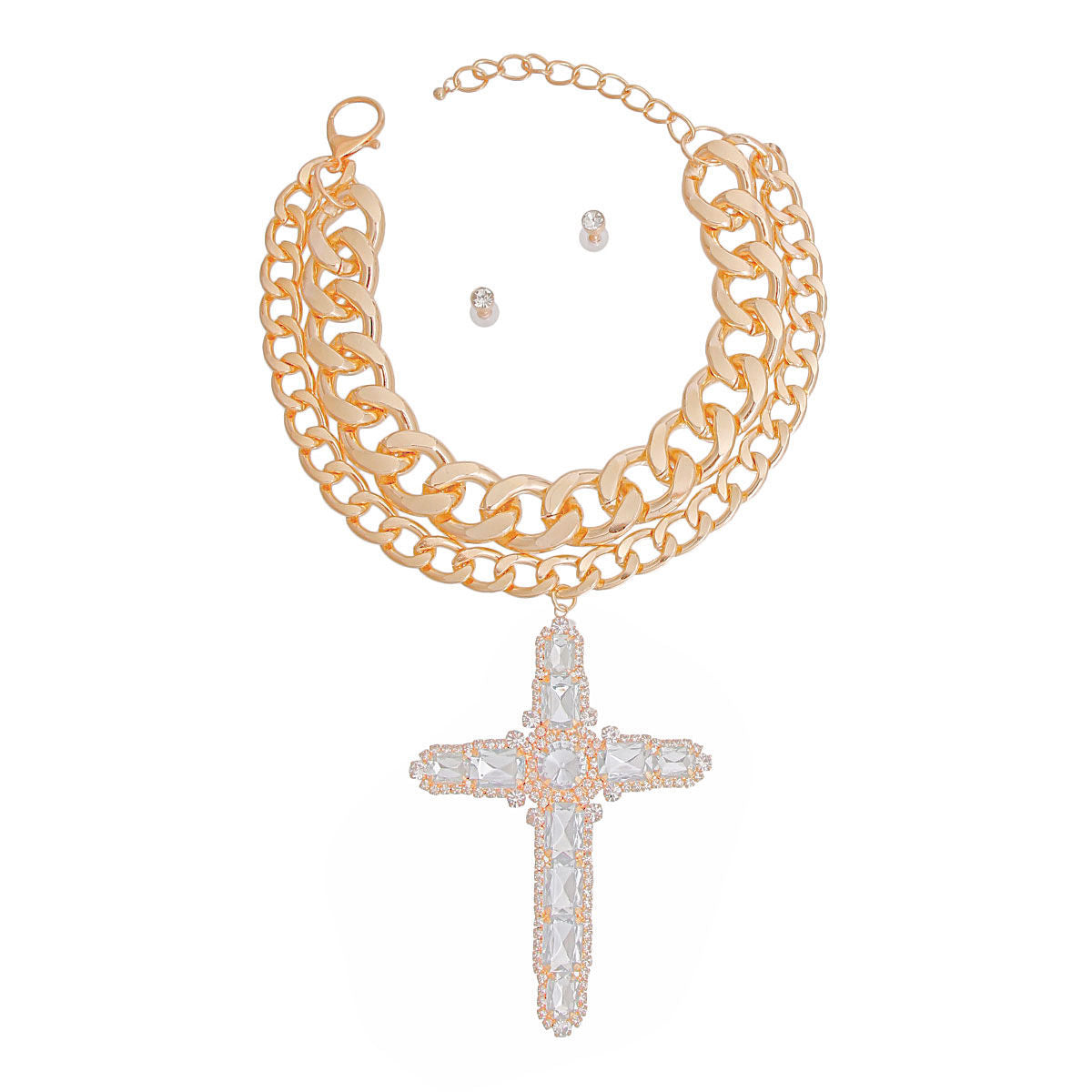 Chunky Gold Jumbo Cross Necklace