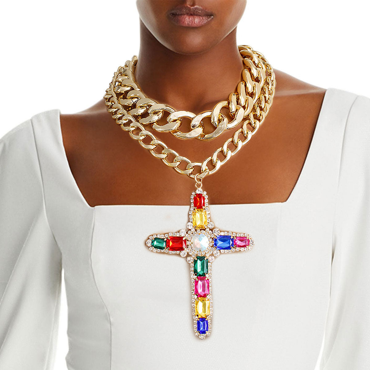 Chunky Gold Multi Jumbo Cross Set