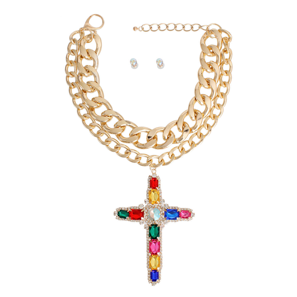 Chunky Gold Multi Jumbo Cross Set