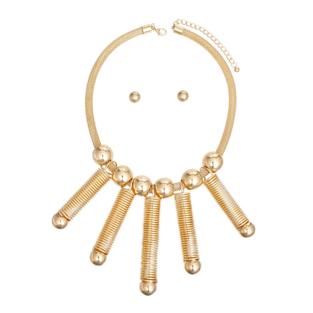 Necklace Gold Mesh Drop Springs Set for Women