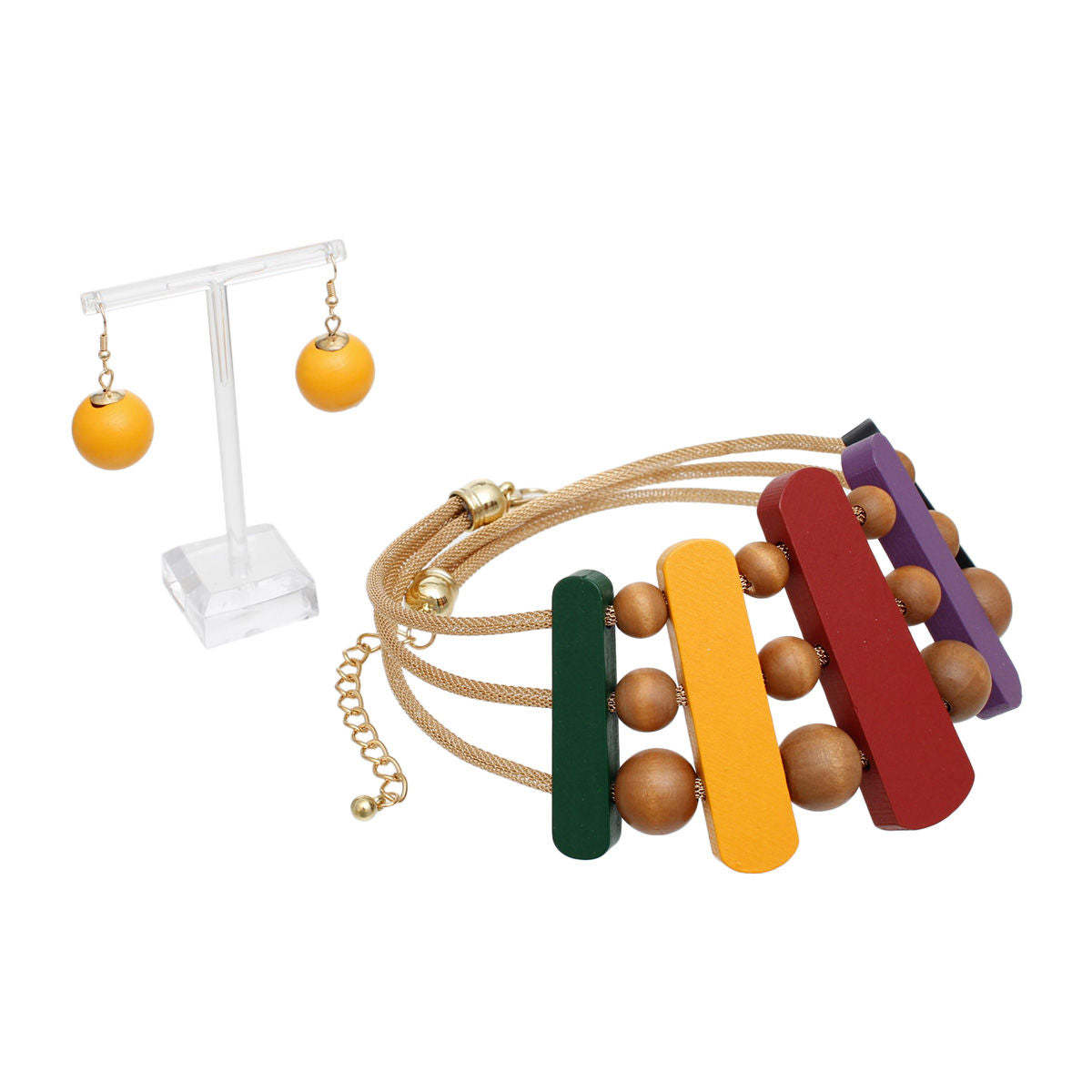 Necklace Multicolor Wood Choker Set for Women