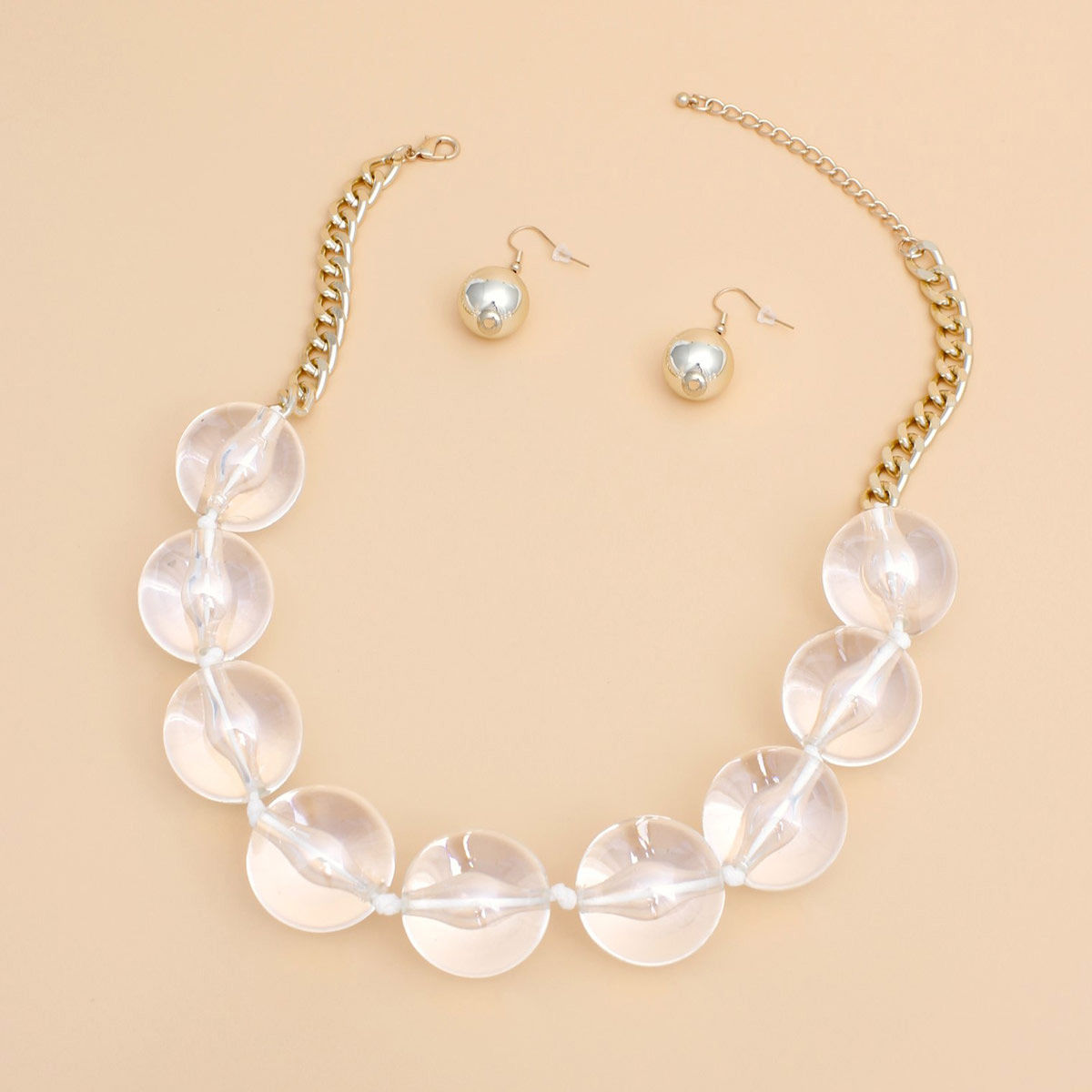 Necklace Clear Marble Jumbo Ball Bead Set