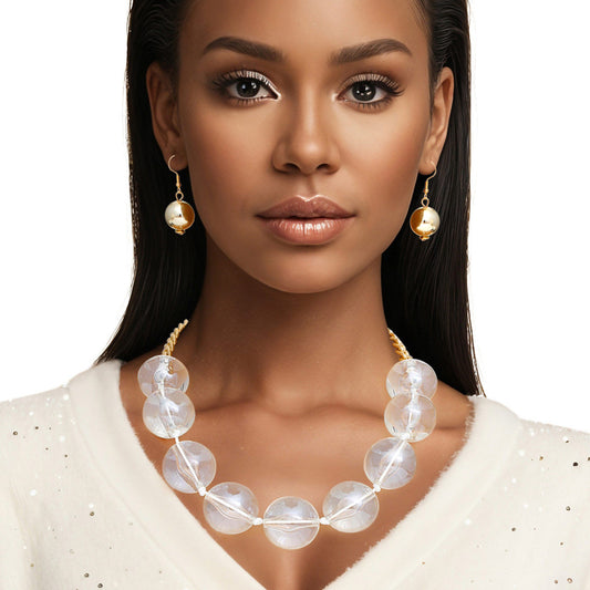 Necklace Clear Marble Jumbo Ball Bead Set