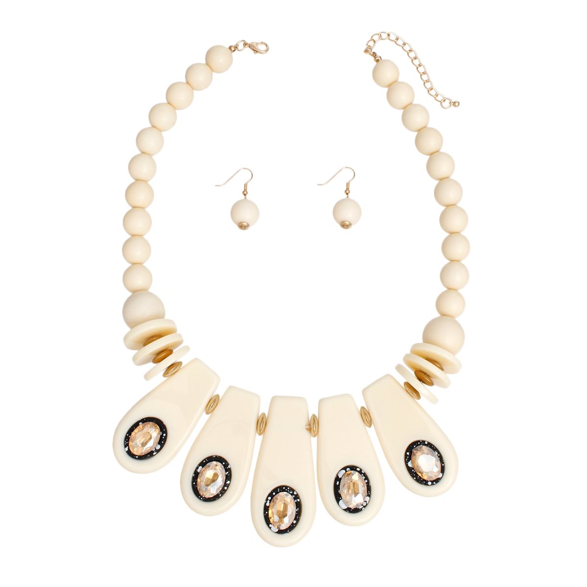 Necklace Vintage Ivory Beaded Bib for Women