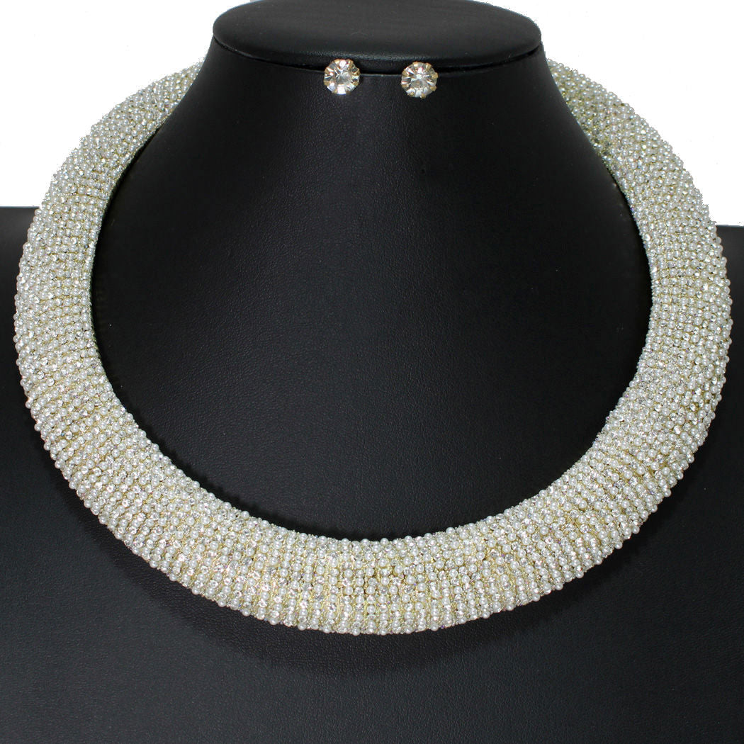 Collar Gold Pearl Stone Torque Necklace for Women