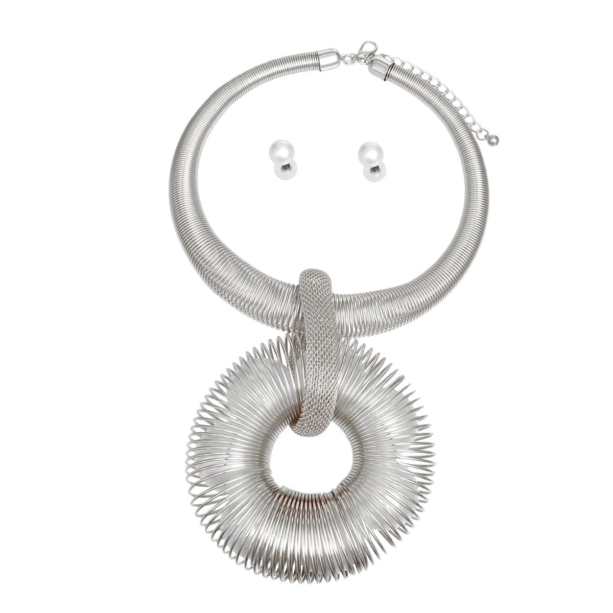 Pendant Coiled Silver XL Bubblegum Pearl Set Women