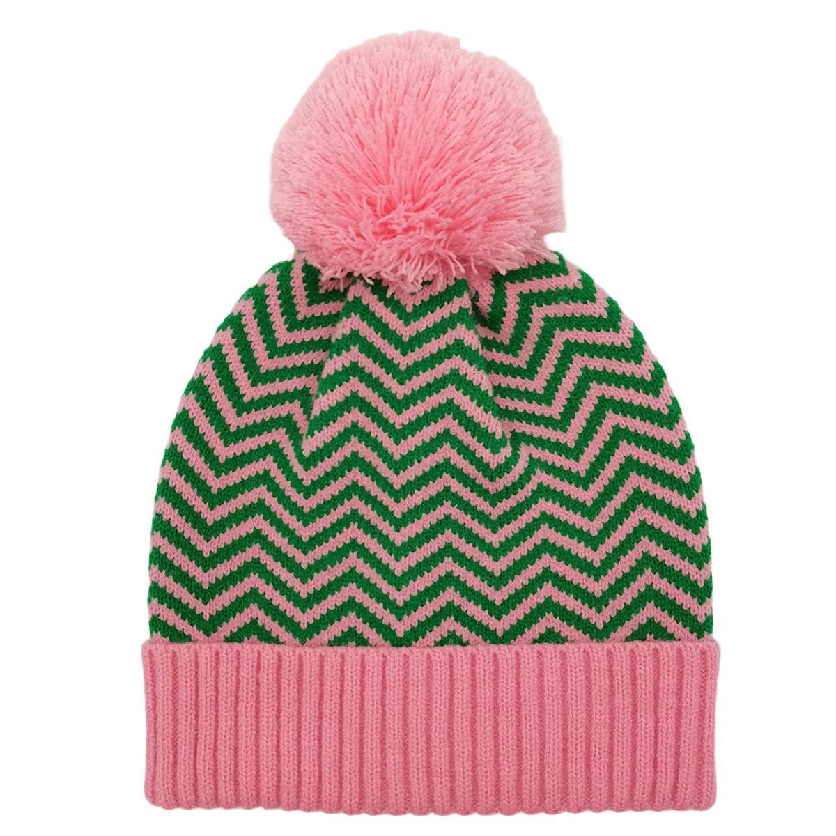 AKA Pink Green Zig-Zag Beanie