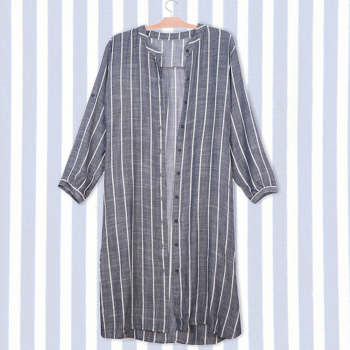 Blue Pin Stripe Long Shirt Kimono