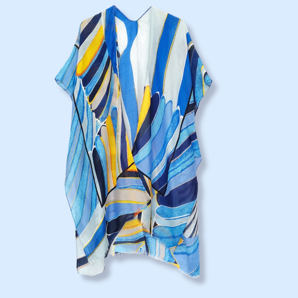 Blue Abstract Print Kimono