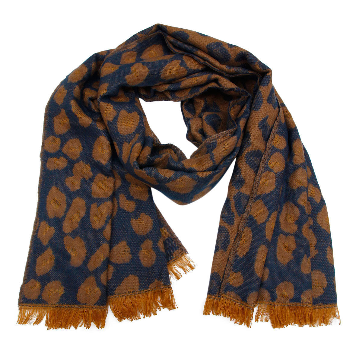 Navy Leopard Reversible Cozy Scarf