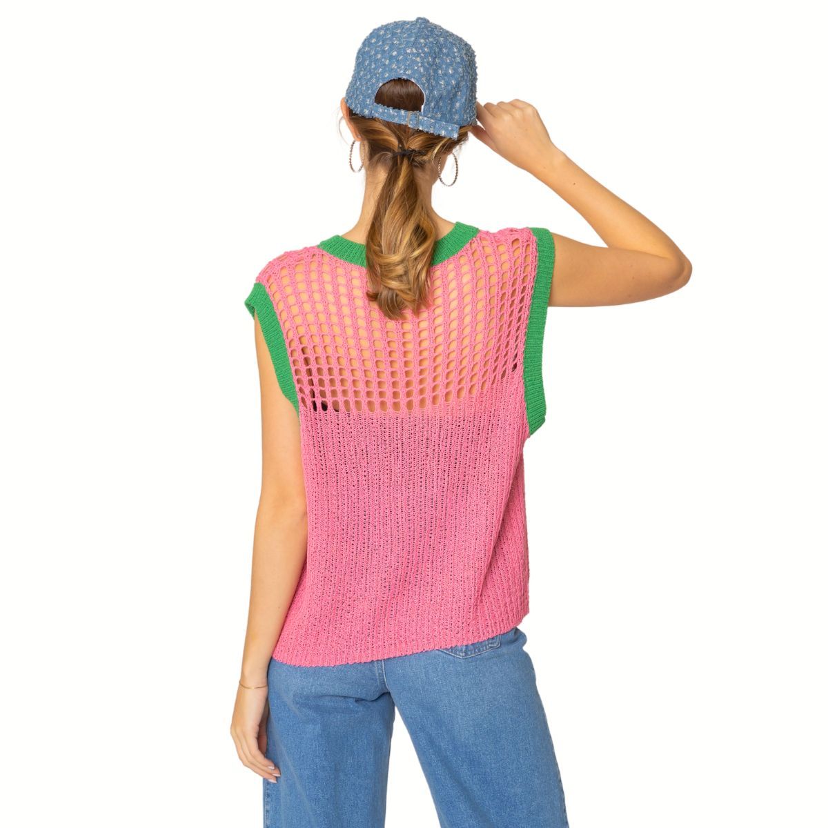 AKA Vest Top Pink and Green Crochet