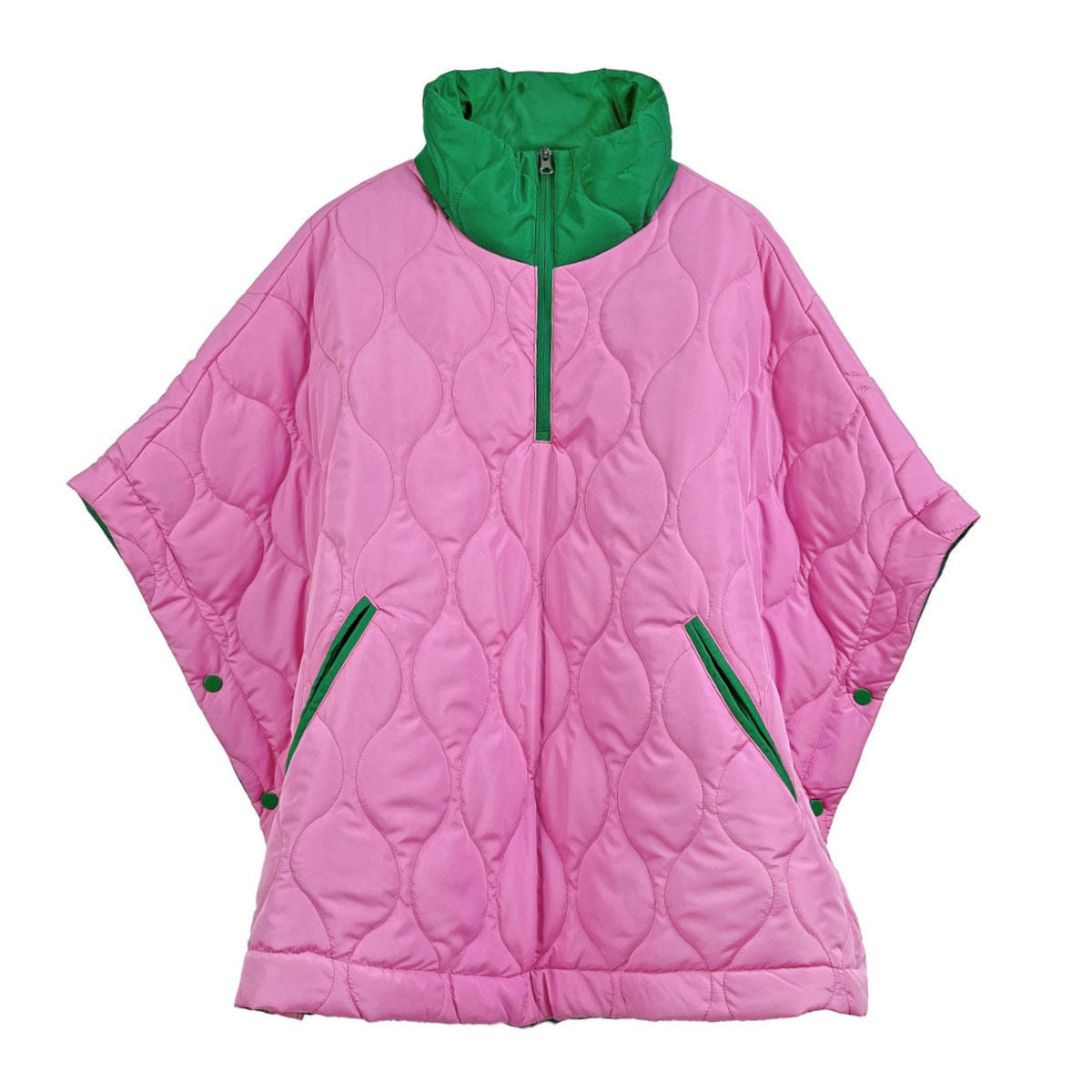 AKA Sorority Quilted Puffer Pink and Green Poncho