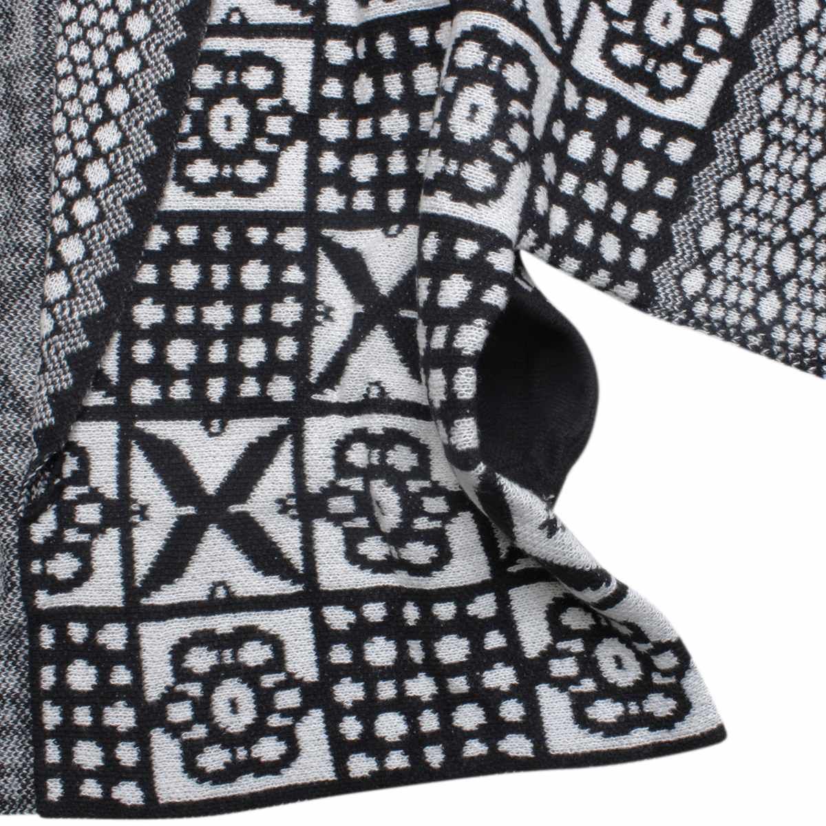 Cardigan Tile Print Knit Black and White for Women