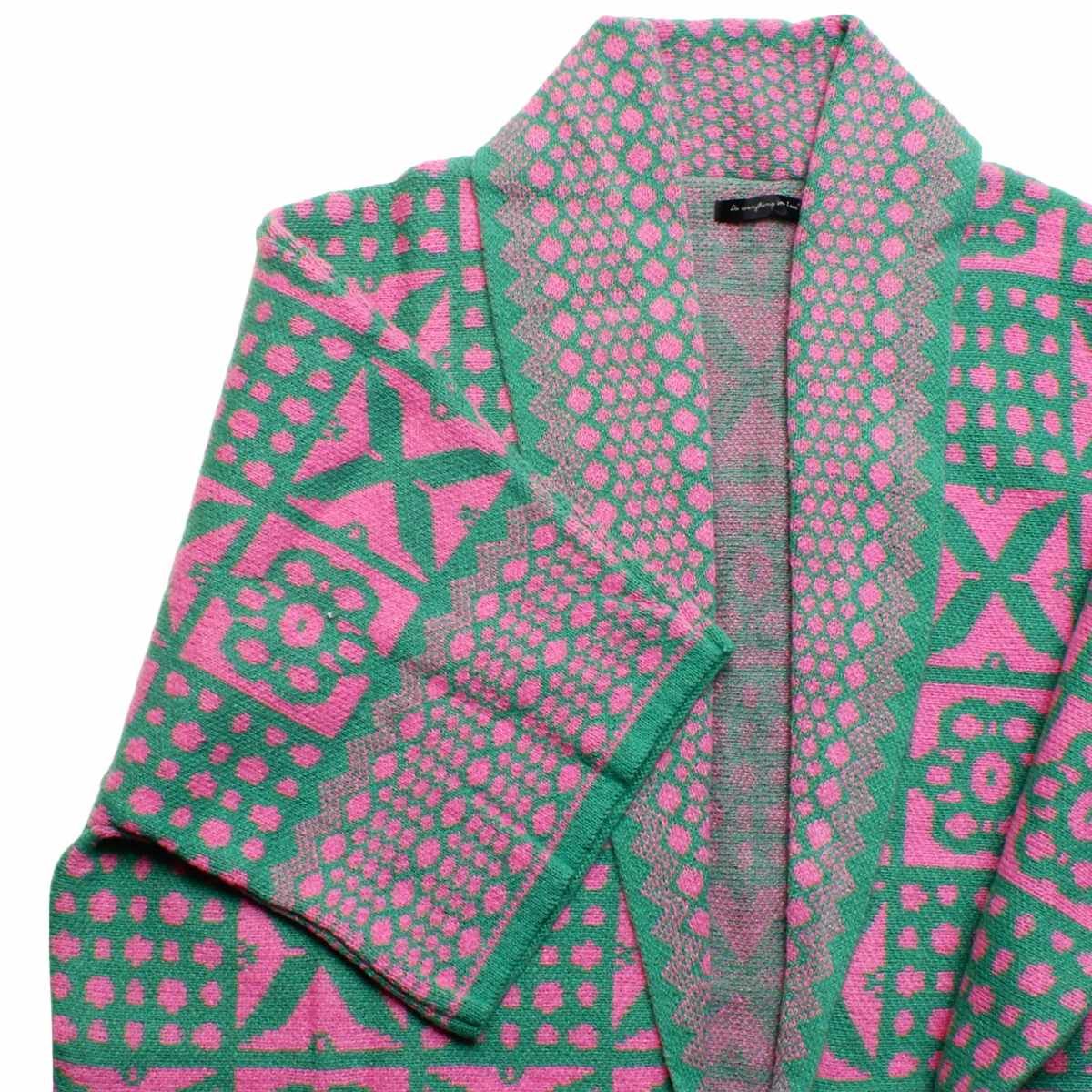 AKA Sorority Tile Print Knit Pink Green Cardigan