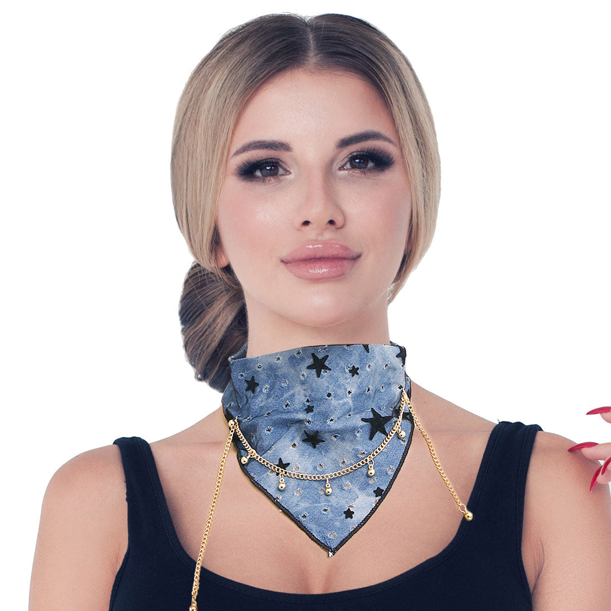 Blue Scarf Choker Necklace