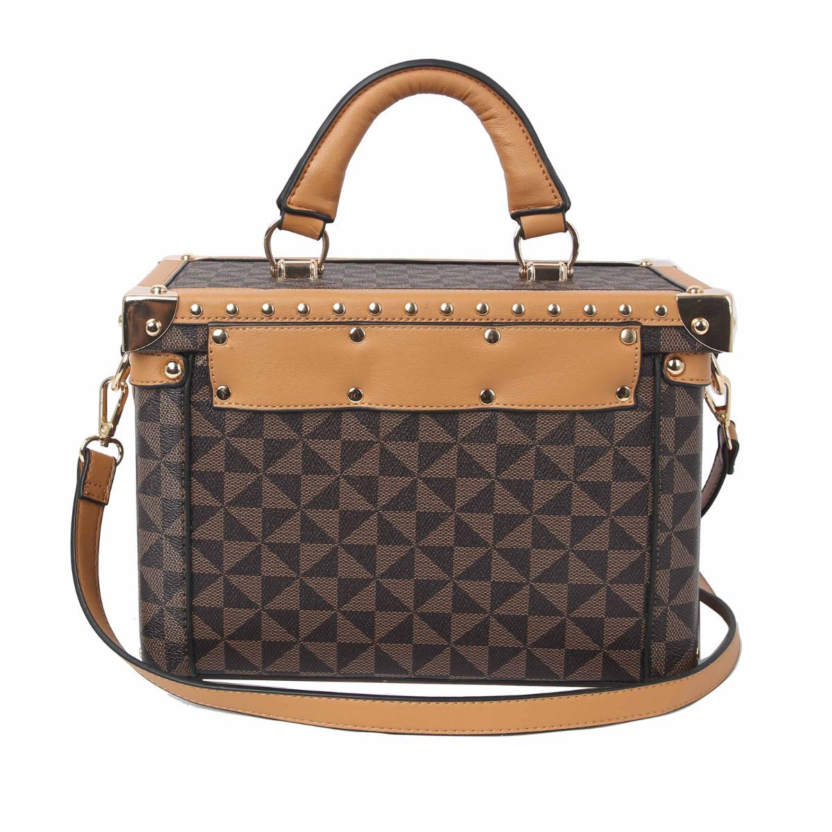 Brown Square Trunk Handbag