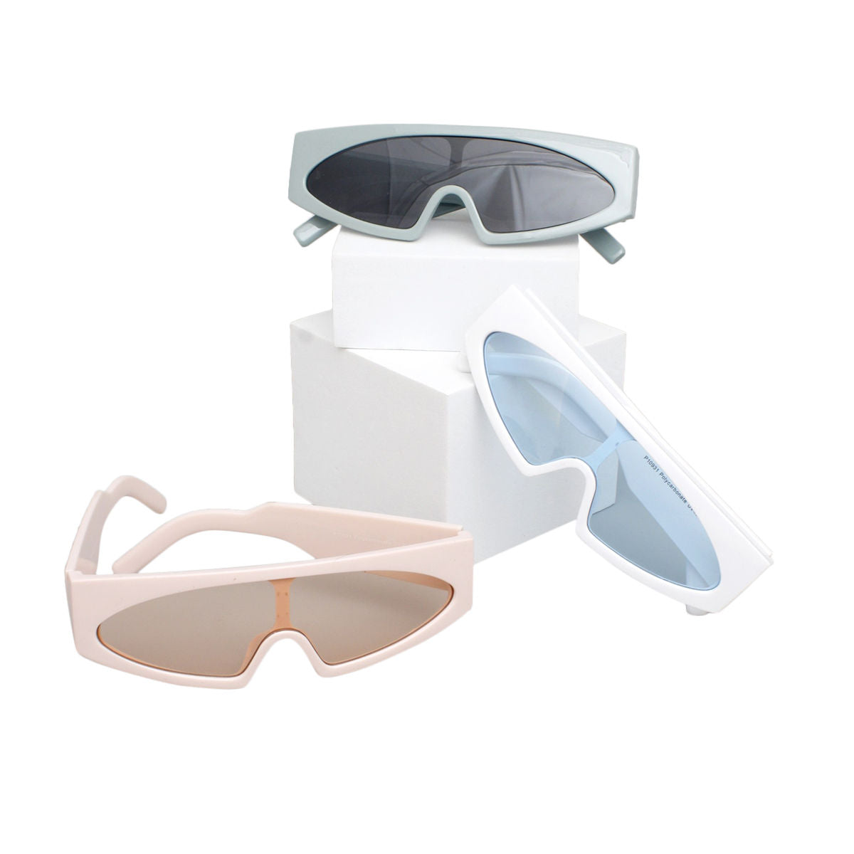 Sunglasses Blue Thin Visor Modern Eyewear Women