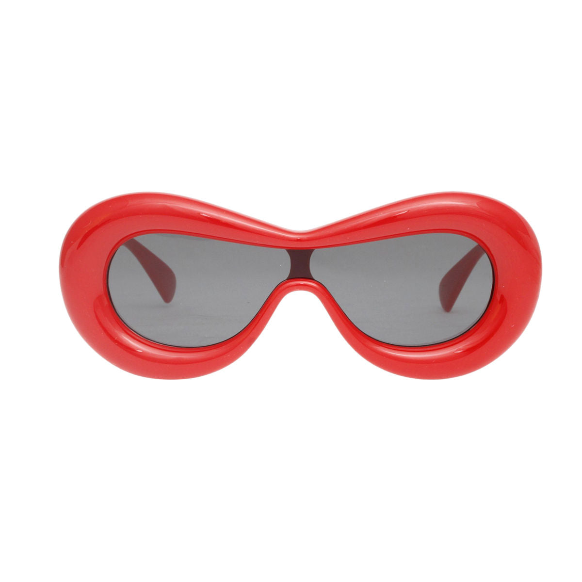 Sunglasses Red Puffed Frame Visor Eyewear Women