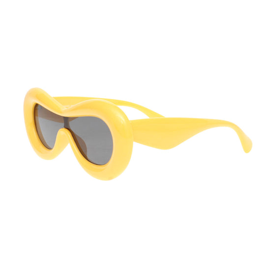 Sunglasses Yellow Puffed Frame Visor Eyewear Women