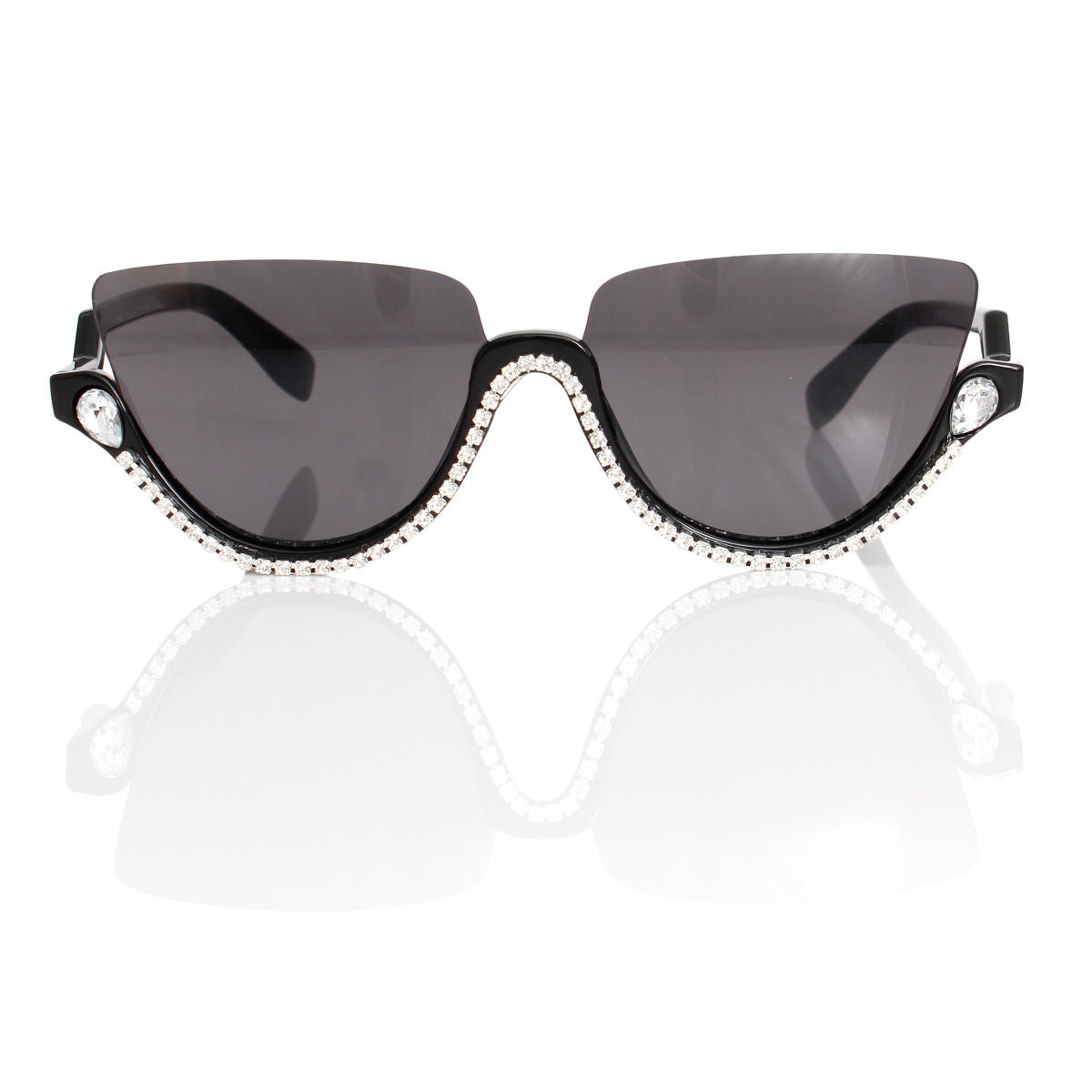 Sunglasses Half Frame Black Eyewear for Women