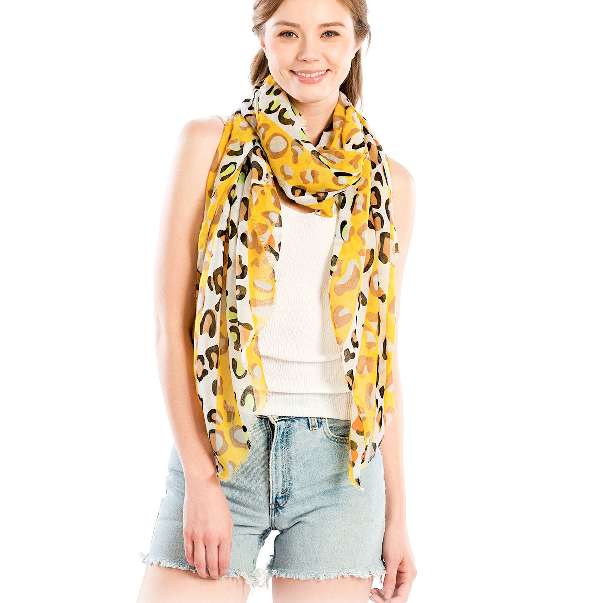 Yellow Leopard Lightweight Scarf