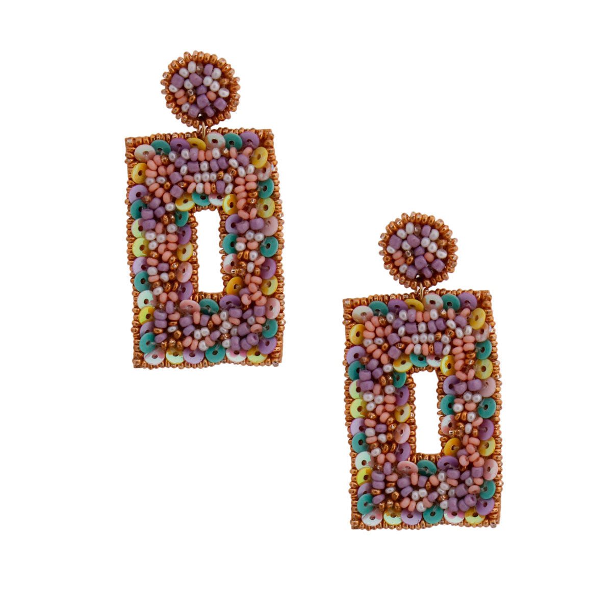 Pastel Beaded Rectangle Earrings