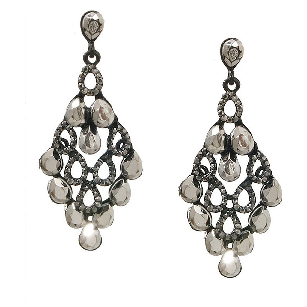 Metal with Stone Drop Earrings