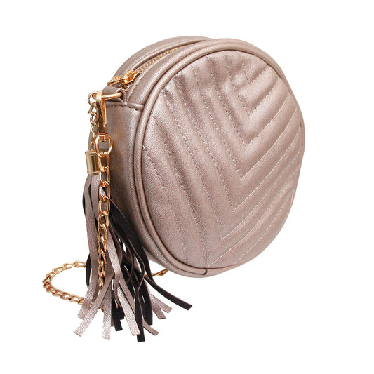 Pewter Chevron Circle Crossbody Fanny Bag