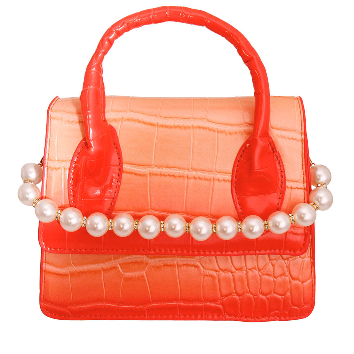 Zuri's Red Croc Flap Satchel Handbag