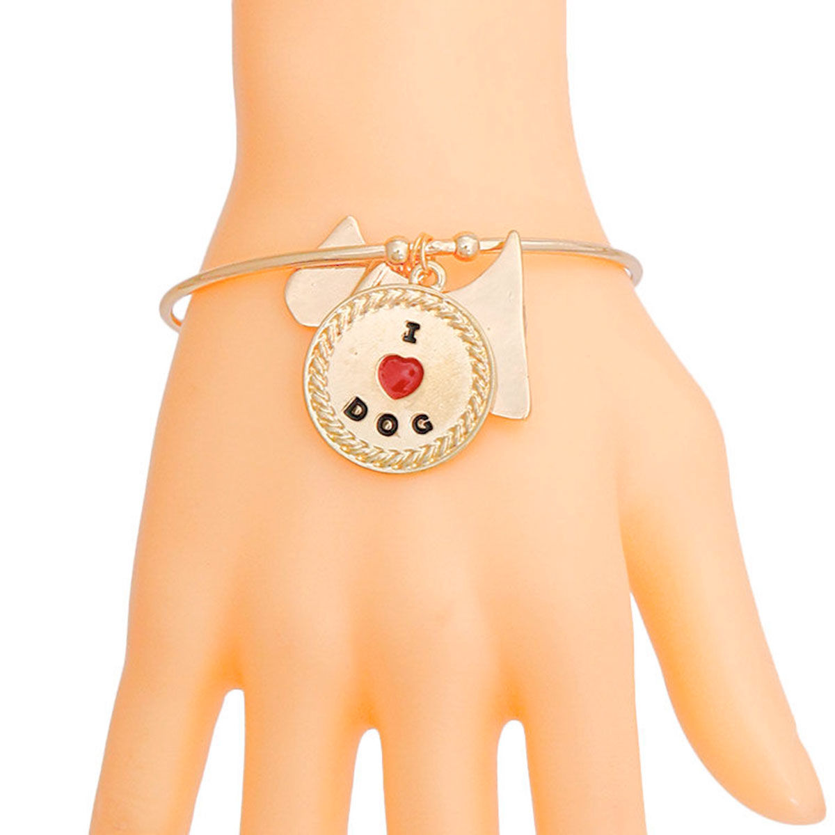 Pawsitively Charming: Gold Dog Charm Bangle